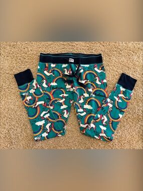 NWOT Lazy One "I Believe" Turquoise Rainbow Unicorn PJ Bottom Legging, Kids M